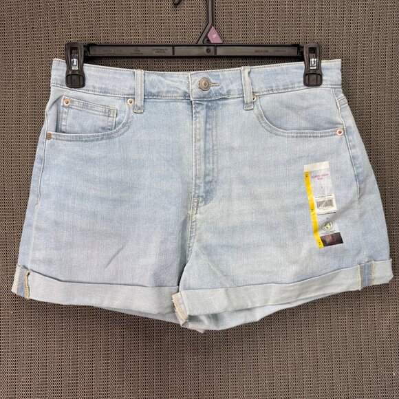 No Boundaries Womens Size 11 Blue High Rise Denim Cuffed Shorts Light Wash - Picture 1 of 8